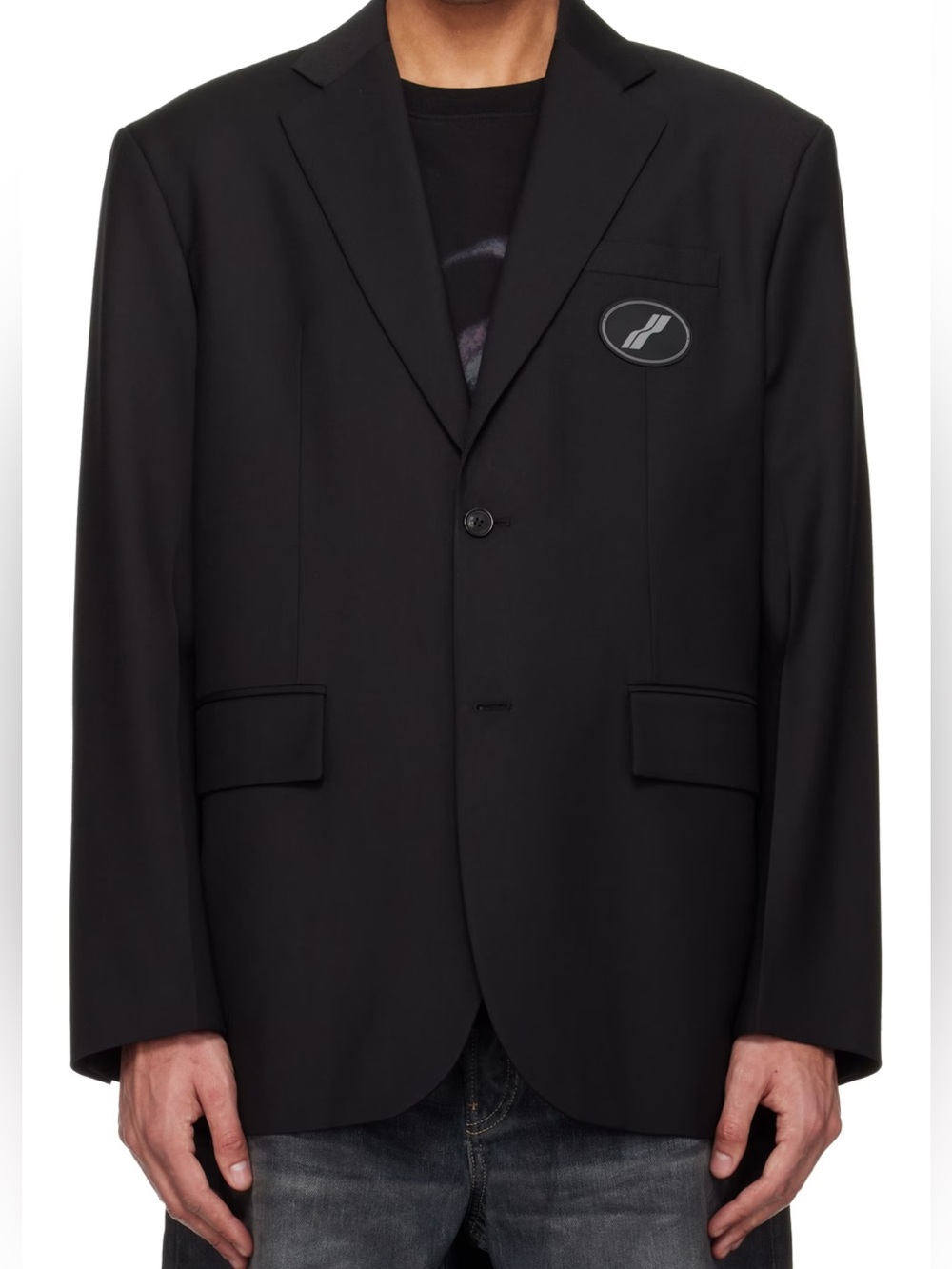 NWT Men's WE11DONE Oversized Black Suit Logo Blazer S